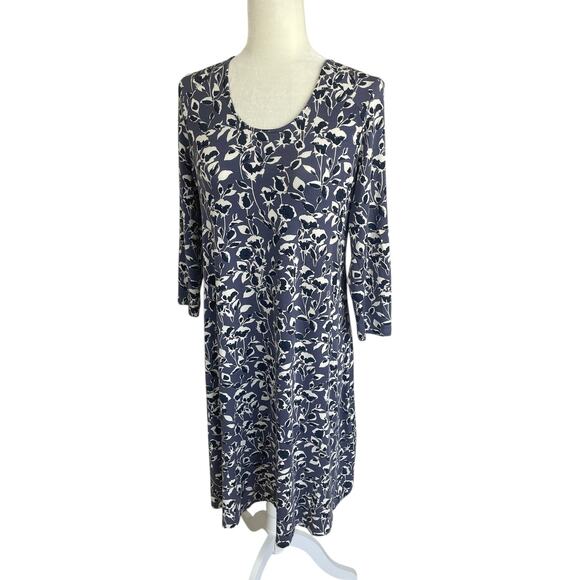 Garnet Hill Seamed Knit Trapeze Dress Nightshadow Floral Small Travel Vacation - Picture 5 of 15